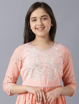 orange embroidered flared kurti - 18322635 - Standard Image - 5