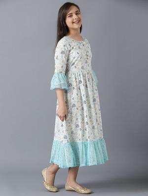 bell sleeved printed flared kurti - 18322639 - Standard Image - 3