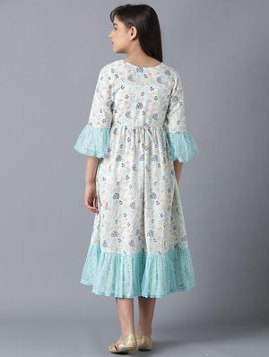 bell sleeved printed flared kurti - 18322639 - Standard Image - 4