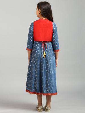blue printed flared kurti - 18322645 - Standard Image - 4