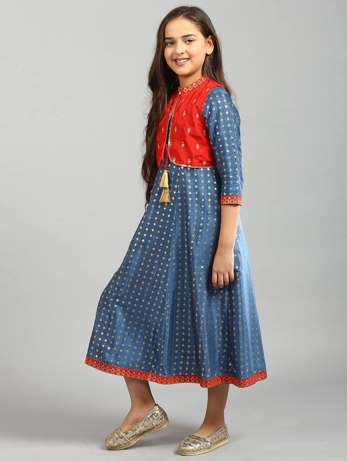 blue printed flared kurti - 18322645 - Zoom Image - 3