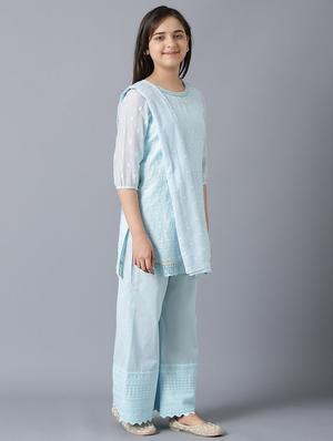 light blue embroidered suit set - 18322670 - Standard Image - 3