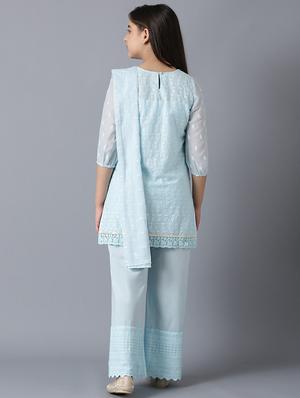 light blue embroidered suit set - 18322670 - Standard Image - 4