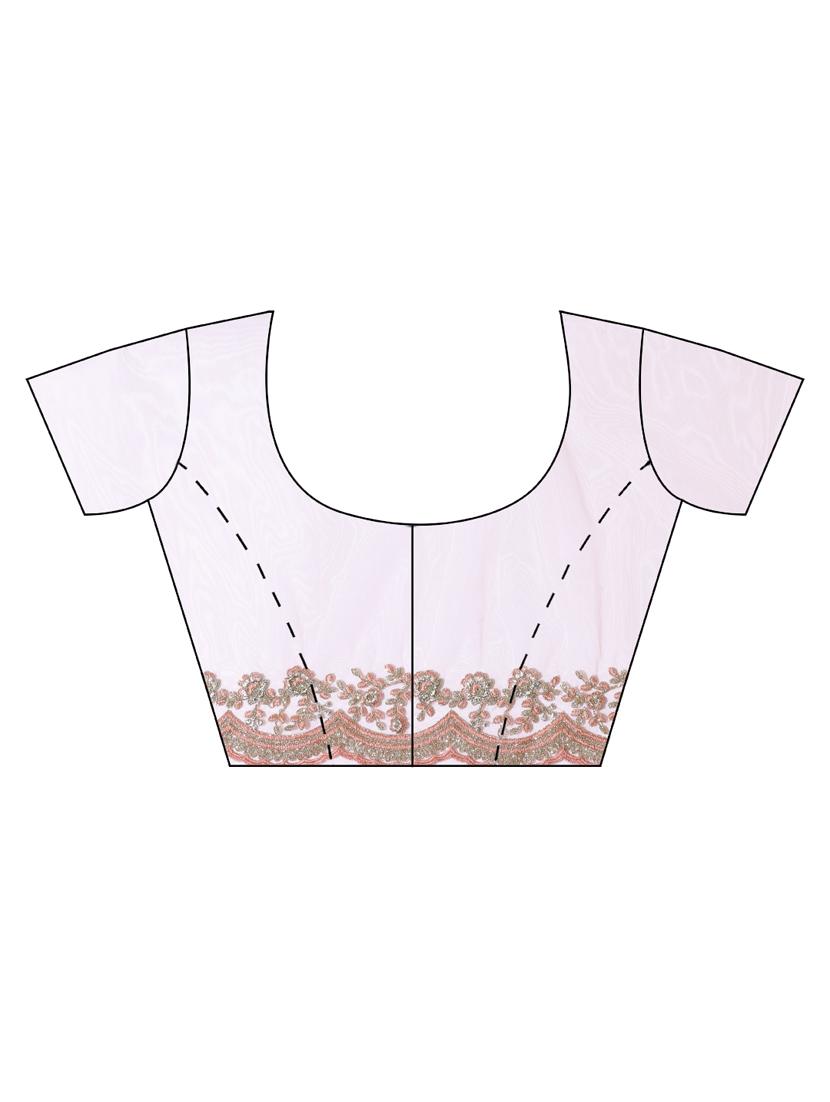 peach net embroidered saree with blouse - 18322896 - Zoom Image - 4