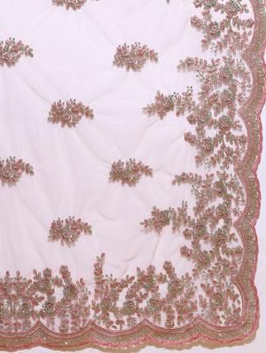 pink net embroidered saree with blouse - 18322897 - Standard Image - 5
