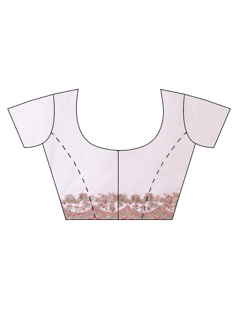 pink net embroidered saree with blouse - 18322897 - Zoom Image - 4