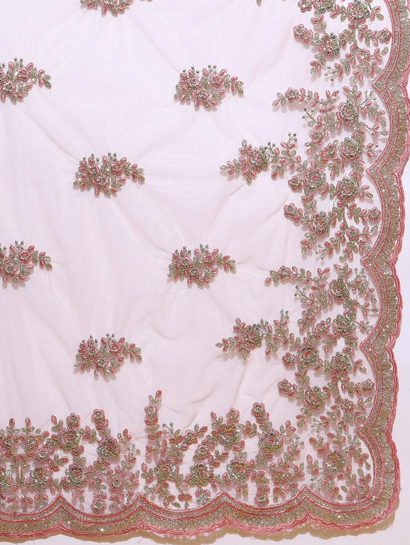 pink net embroidered saree with blouse - 18322897 - Zoom Image - 5
