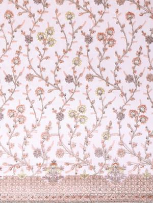peach net embroidered saree with blouse - 18322935 - Standard Image - 5