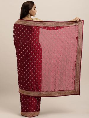 maroon art silk embroidered saree with blouse - 18323228 - Standard Image - 2