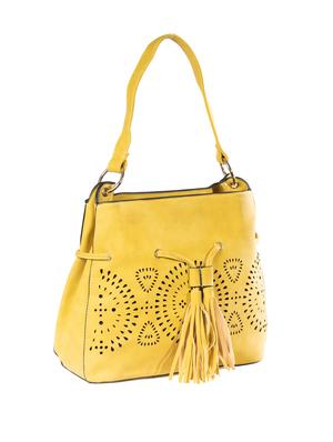 yellow solid regular handbag - 18323327 - Standard Image - 5