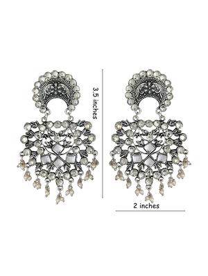 silver plated chandballi earring - 18323699 - Standard Image - 4