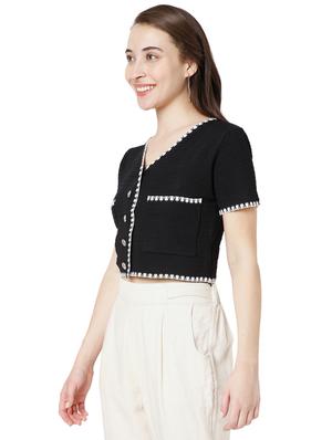 black cotton lycra regular blouse - 18323800 - Standard Image - 2