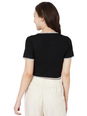 black cotton lycra regular blouse - 18323800 - Standard Image - 3