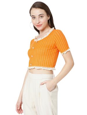 orange cotton lycra regular blouse - 18323802 - Standard Image - 2