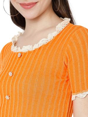 orange cotton lycra regular blouse - 18323802 - Standard Image - 5