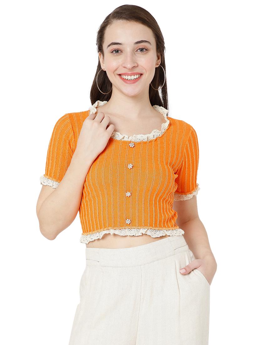 orange cotton lycra regular blouse - 18323802 - Zoom Image - 1