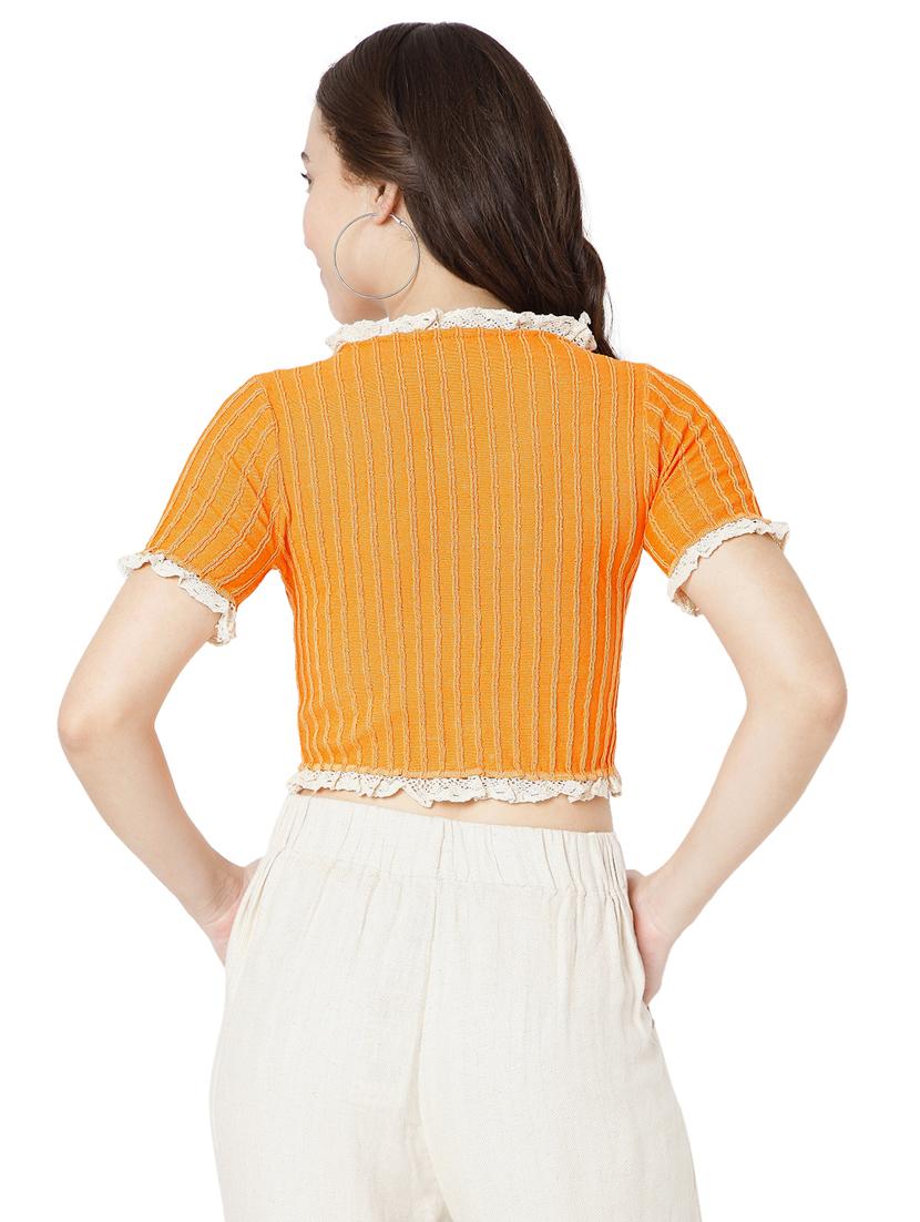 orange cotton lycra regular blouse - 18323802 - Zoom Image - 3