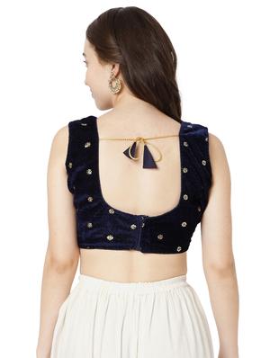 blue velvet embroidered blouse - 18323807 - Standard Image - 3