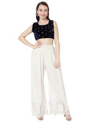 blue velvet embroidered blouse - 18323807 - Standard Image - 4