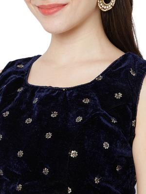 blue velvet embroidered blouse - 18323807 - Standard Image - 5