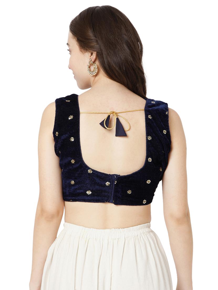 blue velvet embroidered blouse - 18323807 - Zoom Image - 3