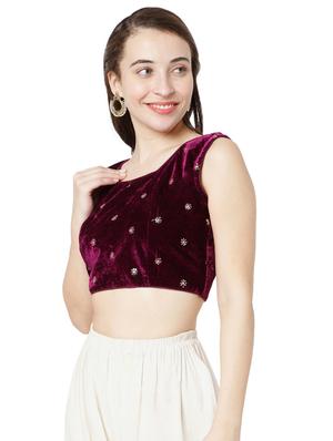 purple velvet embroidered blouse - 18323808 - Standard Image - 2