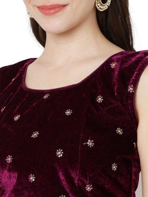 purple velvet embroidered blouse - 18323808 - Standard Image - 5