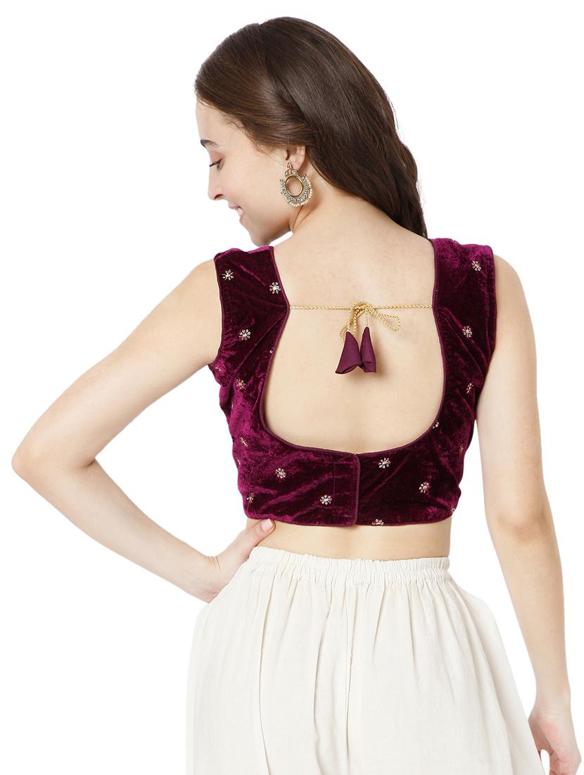 purple velvet embroidered blouse - 18323808 - Zoom Image - 3