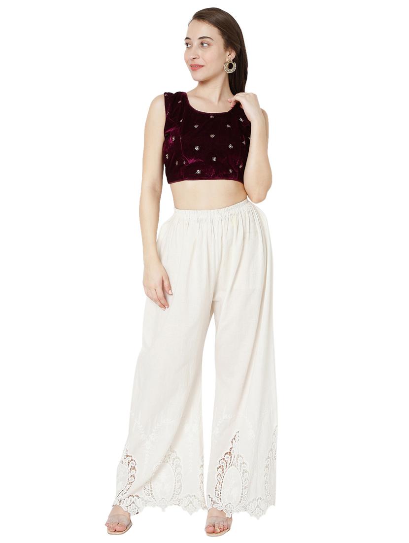 purple velvet embroidered blouse - 18323808 - Zoom Image - 4