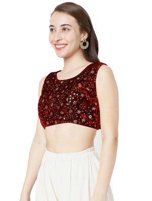 red velvet embroidered blouse - 18323809 - Standard Image - 2