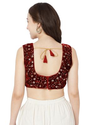 red velvet embroidered blouse - 18323809 - Standard Image - 3