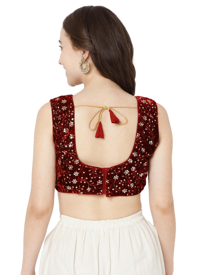 red velvet embroidered blouse - 18323809 - Zoom Image - 3