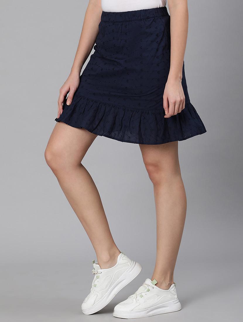 high rise self design gathered hem skirt - 18324529 - Zoom Image - 2