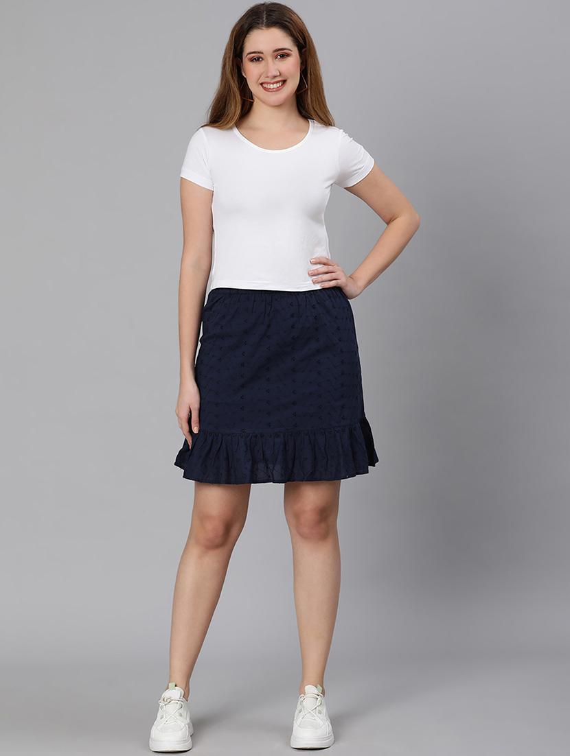 high rise self design gathered hem skirt - 18324529 - Zoom Image - 4