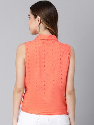 tie front schiffli shirt - 18324556 - Standard Image - 3