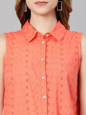 tie front schiffli shirt - 18324556 - Standard Image - 5