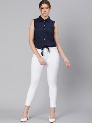 tie front schiffli shirt - 18324557 - Standard Image - 4