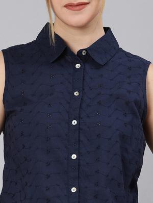 tie front schiffli shirt - 18324557 - Standard Image - 5