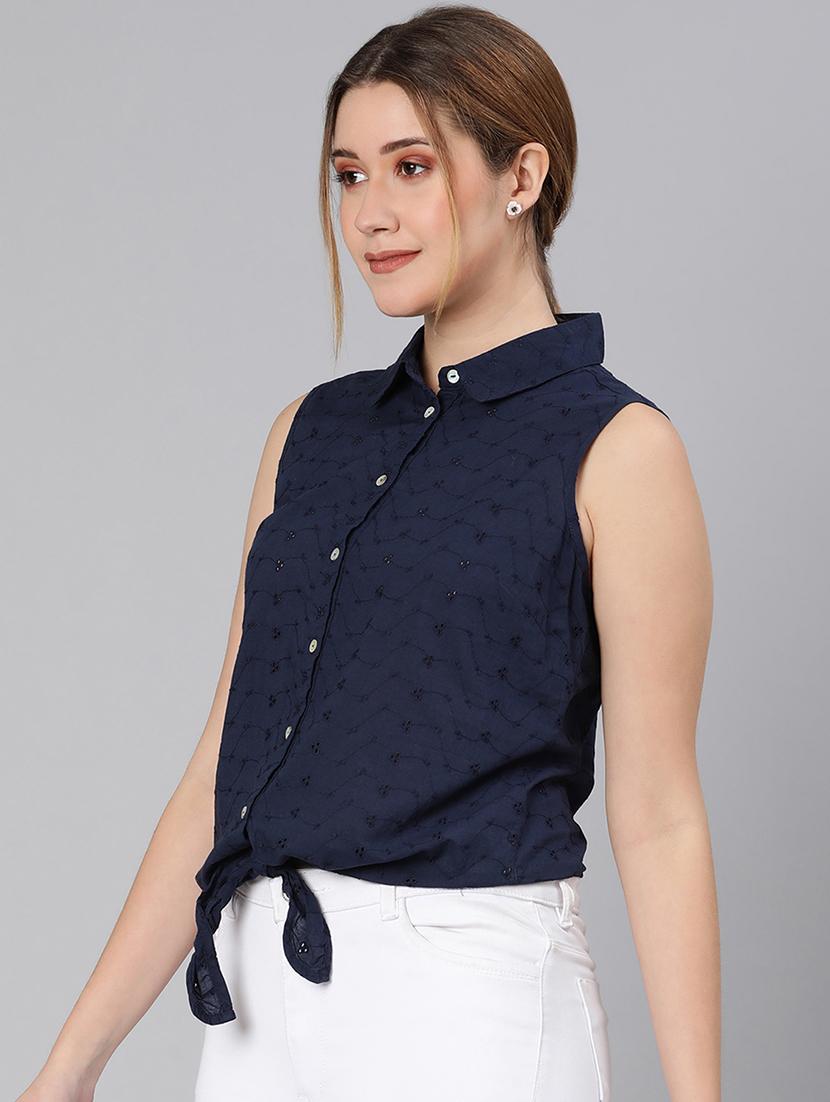 tie front schiffli shirt - 18324557 - Zoom Image - 2