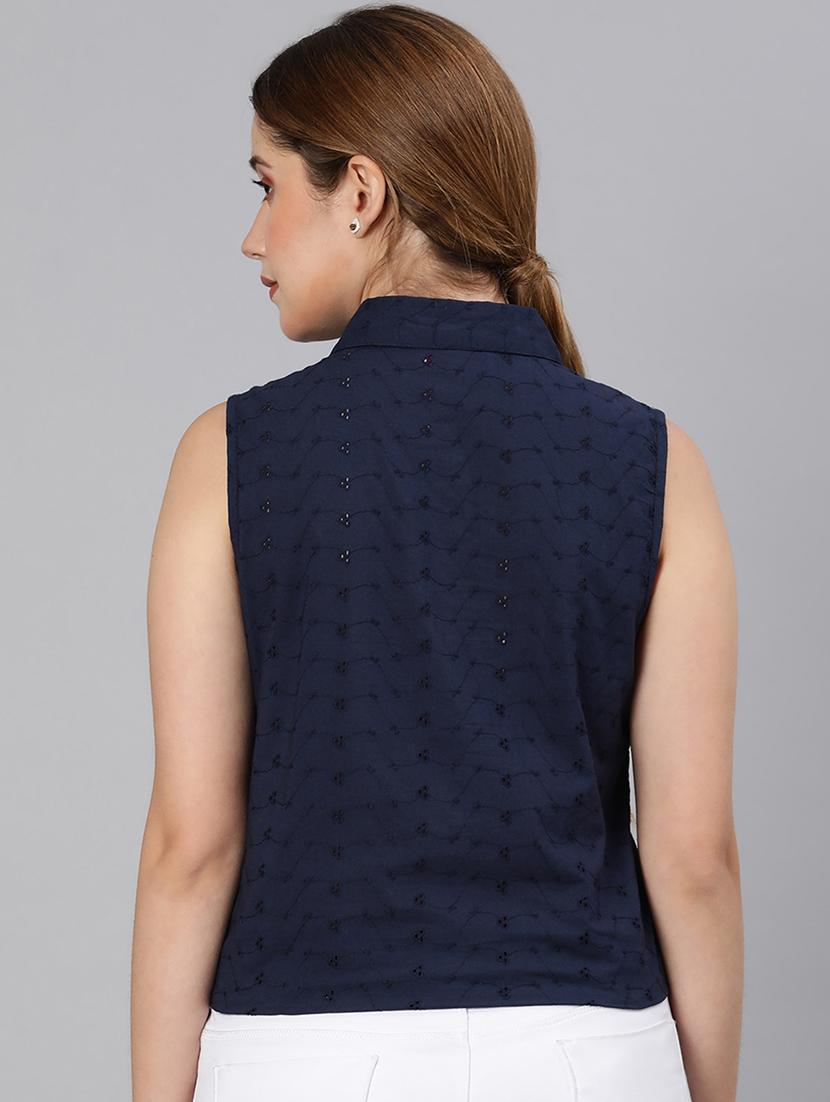 tie front schiffli shirt - 18324557 - Zoom Image - 3