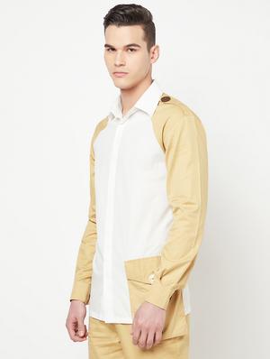 white color-blocked casual shirt - 18324665 - Standard Image - 2
