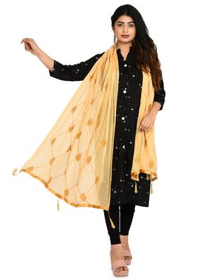 beige chiffon embroidered dupatta - 18324682 - Standard Image - 3