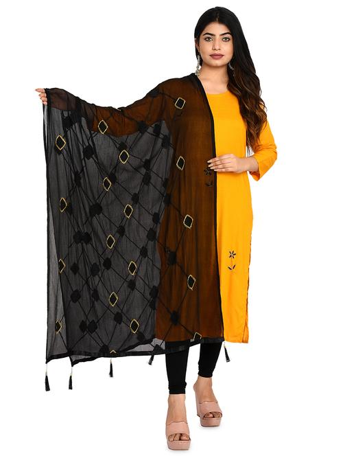 black chiffon embroidered dupatta - 18324683 - Standard Image - 1