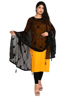 black chiffon embroidered dupatta - 18324683 - Standard Image - 2