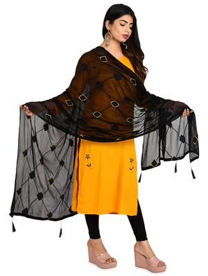 black chiffon embroidered dupatta - 18324683 - Standard Image - 3