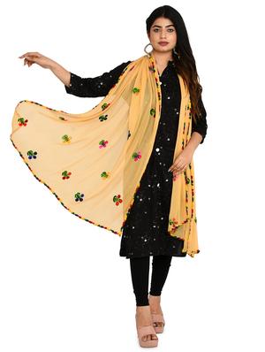 beige chiffon embroidered dupatta - 18324709 - Standard Image - 2