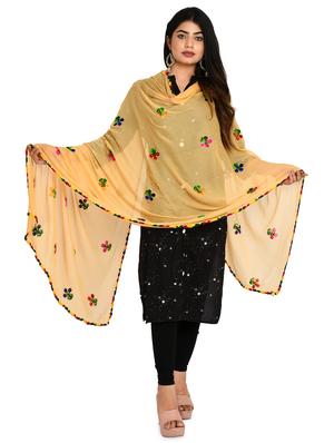 beige chiffon embroidered dupatta - 18324709 - Standard Image - 3