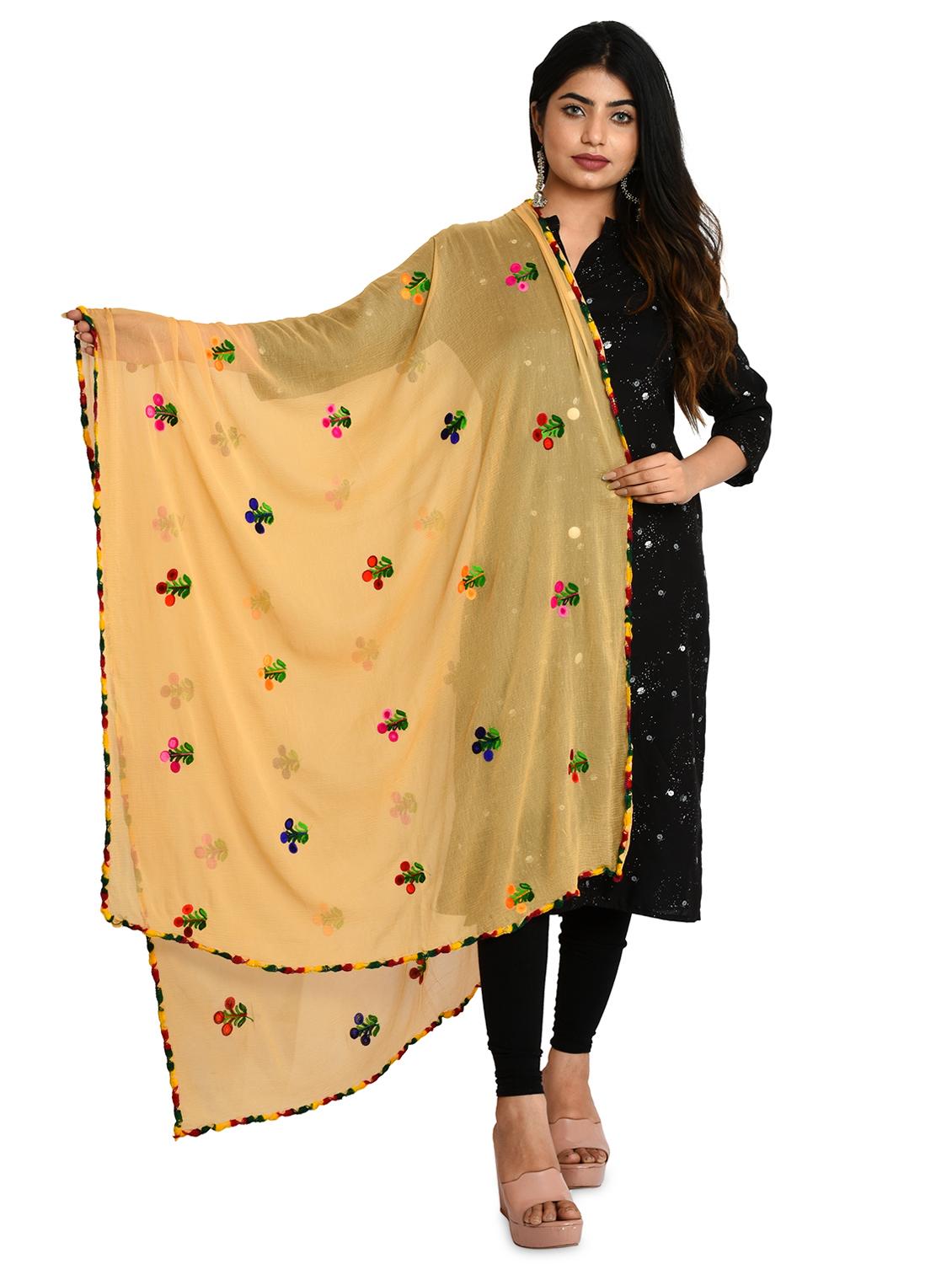 beige chiffon embroidered dupatta - 18324709 - Zoom Image - 1
