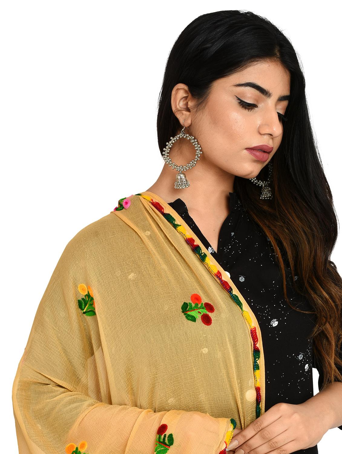 beige chiffon embroidered dupatta - 18324709 - Zoom Image - 4