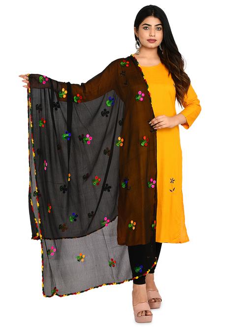 black chiffon embroidered dupatta - 18324710 - Standard Image - 1